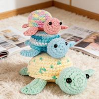Kit de crochet DIY Famille de tortues (lot de 3) pour débutants – Ensemble complet avec fils, crochets et tutoriels vidéo étape par étape – Cadeau d'anniversaire