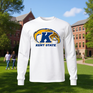 Camiseta de manga larga de la Universidad de Kent State, ropa para fanáticos, color blanco - Product Image 3
