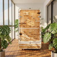 Grande volière d'intérieur de luxe en bois pour oiseaux, style palais, pour ara, avec perchoir et plateau