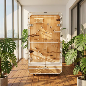Grande volière <span class=keywords><strong>d</strong></span>'intérieur de luxe en bois pour oiseaux, style palais, pour ara, avec perchoir et plateau - Product Image 1
