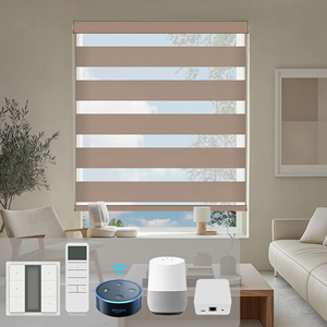 SAMADHI Automatic <b>Window</b> Zebra Blinds Blackout Motorized Custom Size Easy Install Control Room <b>Shades</b> <b>Windows</b> - Product Image 1