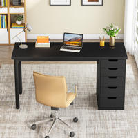 Bureau d'ordinateur moderne avec 5 tiroirs réversibles, table d'écriture écologique de 47 pouces avec structure métallique pour bureau à domicile
