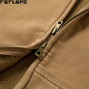 Oem Odm Sweat à capuche zippé épais, style streetwear, avec rivets, clouté, effet délavé à l'acide et vieilli, coupe oversize, vente en gros - Product Image 5
