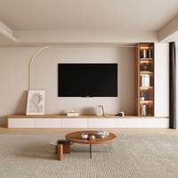 Meuble TV mural de luxe blanc, unité TV LED, armoire en bois, nouveau design, console TV flottante murale