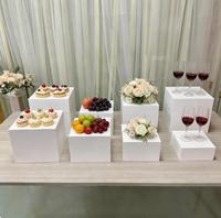 Grands présentoirs cubes en acrylique blanc, supports de buffet, rehausseurs de table pour desserts, fournitures de traiteur, outils de décoration de gâteaux