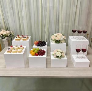 Large Acrylic White Display Box Cube <strong>Riser</strong> Stands Buffet <strong>Table</strong> Food <strong>Risers</strong> for Dessert Catering Supplies Cake Decorating Tools - Product Image 3