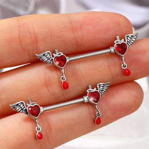 Toposh, nuevo diseño, anillo de pezón de diamante de acero inoxidable, joyería <span class=keywords><strong>Piercing</strong></span>, mariposa india, corazón, estrella, conejito, adornos, anillo para pezón - Product Image 5