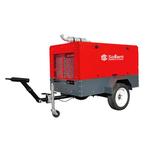Sollant 2023 hot sale air compressor for humanized design move flexibly diesel portable screw air compressor