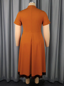 AM050519 abito Casual <span class=keywords><strong>da</strong></span> donna donna stile stile stile stile stile stile stile stile stile chiesa manica corta in pizzo marrone - Product Image 6