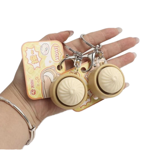 QYS Simulation Steamed Bun Fidget Keychain Food Shape Stress Relief Toy Mini <b>Bag</b> Charm <b>Key</b> <b>Ring</b> - Product Image 1