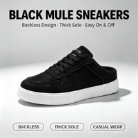 Chaussures de skate mules basses pour hommes, motif uni, respirantes, résistantes à l'abrasion, à enfiler, pour la marche, semelle extérieure en plastique, bout pointu