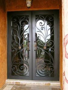 Prix usine personnalisé un et demi porte d'entrée avant en fer forgé Design moderne <span class=keywords><strong>avec</strong></span> matériau en acier pour les escaliers de <span class=keywords><strong>maison</strong></span> - Product Image 4