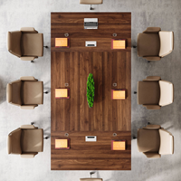 Table de conférence moderne en noyer pour 10 personnes, table rectangulaire en bois pour salle de réunion, grandes tables de conférence de bureau, mobilier