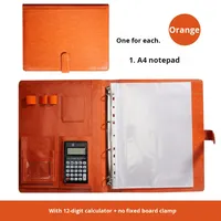 Porte-documents multifonction A4 personnalisé en cuir PU, classeur à feuilles mobiles, dossier de présentation translucide avec calculatrice, modèle TT888