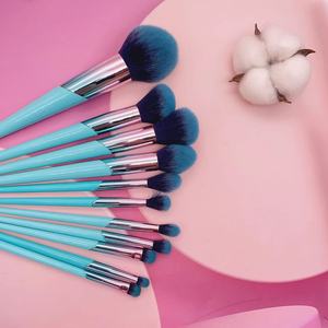 Blue Wood Handle Powder Makeup <b>Brush</b> Synthetic Hair Aluminum Ferrule Concealer Shaving Daily Face <b>Brush</b> Tool - Product Image 6