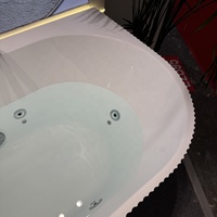 Bañera Acrílica Independiente de Estilo Italiano COMO, con Rayas Artísticas, Moderna, Individual, Blanca, para Baño, con Luz LED
