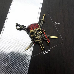 Autocollant métallique 3D stéréoscopique Pirates <span class=keywords><strong>des</strong></span> Caraïbes Bâton de décoration de carrosserie Crâne Logo de coffre Badge Decal - Product Image 5