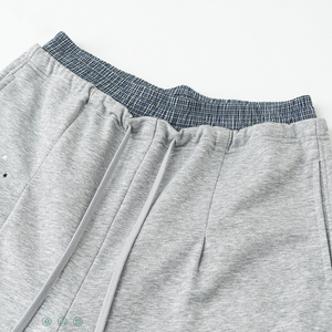 Pantalon de survêtement ample à jambes larges personnalisé à double taille en tissu écossais 350 g/m² pour hommes - Product Image 2