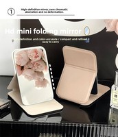 Cermin Rias Lipat Mini Portabel PU Modern yang Dapat Disesuaikan dengan Logo yang Dapat Dicetak, Cocok untuk Perjalanan & Meja Kerja di Asrama dan Kantor