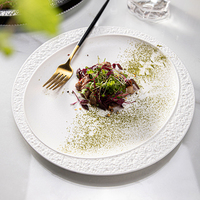Vaisselle créative avec logo personnalisé vaisselle entrées d'assiettes à vaisselle porcelaine Steak Platos Japon assiette de restaurant en céramique noire mate