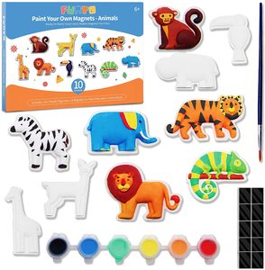 创意DIY动物绘画小雕像套装儿童3 + 27件工艺品陶瓷绘画彩色动物 - Product Image 2