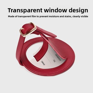 Logo personalizzato MOQ 100 unica forma rotonda In vera pelle etichetta per bagaglio <span class=keywords><strong>valigia</strong></span> viaggio porta-indirizzo magazzino - Product Image 3