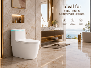 Vente en gros usine WC intelligent monobloc avec bidet intégré, télécommande, <span class=keywords><strong>chasse</strong></span> automatique, siège chauffant, sortie arrière et vidange murale - Product Image 2