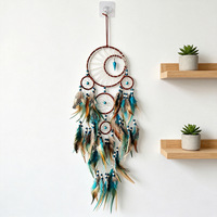 Nouveau style Pendentif flèche bohème en fer, attrape-rêves à cinq anneaux, breloque artisanale en turquoise, décoration murale vintage pour chambre d'hôtes