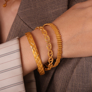 Gold <b>Bracelets</b> Women's Diamond Encrusted Open Stackable <b>Bangle</b> Jewelry Everyday Wear Round Brilliant Cut Synthetic Lab Grown - Product Image 4