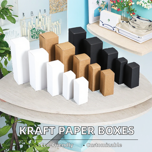 Cajas de Embalaje de Papel Kraft para Aceites Esenciales, Cuidado de la Piel, Lápices Labiales, Esmalte de Uñas, Cremas Faciales, con Estampado Negro - Product Image 2