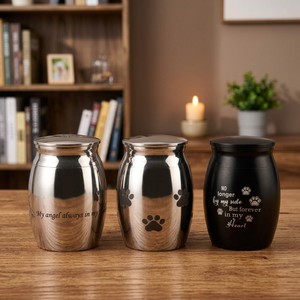 Stainless Steel Pet <b>Urn</b> Teardrop Shape Modern Design Airtight for Dogs Paw Print Memorial Keepsake Cremation <b>Urn</b> - Product Image 4
