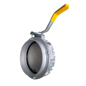 วาล์วผีเสื้อแบบหน้าแปลนเดี่ยว/คู่ สแตนเลส ไฟฟ้า พร้อมมือหมุนแบบกังหัน DN100 วาล์วควบคุมฝุ่น/ผง สำหรับผสมปูนซีเมนต์ - Product Image 1