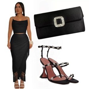 2025 New Dây Đeo Kim Loại Tank Top + Tua Rìa Váy Set Phụ Nữ Sexy Crochet Váy Và Hàng Đầu Giản Dị Bãi Biển Kỳ Nghỉ Trang Phục - Product Image 1