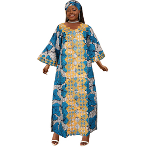 <span class=keywords><strong>Robe</strong></span> <span class=keywords><strong>Longue</strong></span> Traditionnelle Africaine Personnalisée H & D <span class=keywords><strong>en</strong></span> Tissu Wax Coloré Grande Taille Brodé - Product Image 1