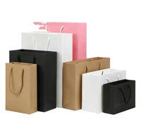 Sacs en papier kraft blanc et brun personnalisés avec impression, poignées en ruban laminé pour vêtements, chaussures, cadeaux, chaussettes et emballage de fourrures