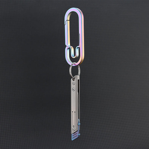 Couteau utilitaire pliable miniature en alliage de titane avec lame remplaçable # Cutter à lame en acier au carbone 11 en 1 pour déballer les colis - Product Image 4