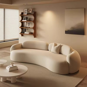 Ensemble de canapés modulaires en crème de forme spéciale incurvée, petit appartement, magasin de vêtements, salon de beauté, B&B, bureau, espace de repos, bois, éponge, hôtels - Product Image 6