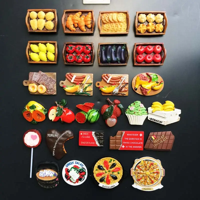 الغذاء حول العالم الثلاجة المغناطيس ديكورات منزلية هدية الراتنج السياحة التذكارات الأطعمة مغناطيس الثلاجة