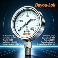 Valve Fitting SUS316L Stainless Steel Diaphragm Pressure Gauge Customize Pressure Range 1/4"NPT Thread Oil-Free Dry