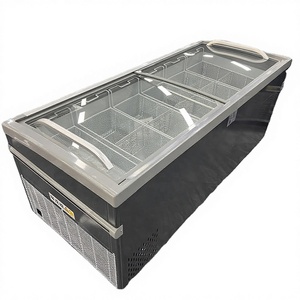 ZIBO COOK <span class=keywords><strong>DF500</strong></span> Stahl-Gefrierinsel mit LED-Beleuchtung, digitaler Steuerung, manueller Abtauung, Einzeltemperatur, 500L, Kältemittel - Product Image 1