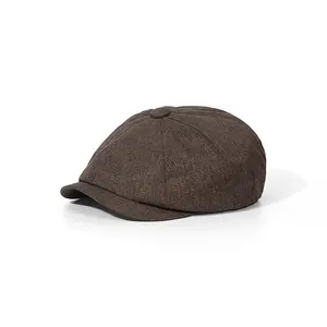 Custom Vintage Newsboys Caps Baker Boy Cabbie Flat Bill Cap Berets Flat Peaked 8 Piece Octagonal Hat