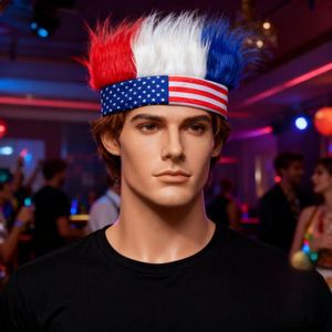 Peluca Deportiva con Diseño de la Bandera de <span class=keywords><strong>Francia</strong></span> en Azul, Blanco y Rojo, para Eventos Deportivos, Fiestas y Aficionados, Hecha de Fibra Química - Product Image 4