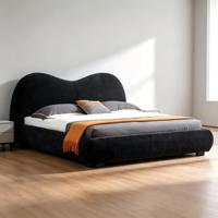 Lit de luxe minimaliste et confortable, taille King & Queen, avec cadre en bois de pin recouvert de velours, capitonné, écologique et durable, mobilier d'hôtel