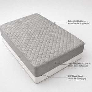Protège-matelas matelassé gris clair double/queen 140x200 imperméable, livraison rapide UE - Product Image 5