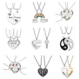 Creative Best Friend Series Heart Splicing Pendant Good Friend Love Necklace Water Diamond Pendant Splicing Set
