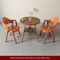 Ensemble table et 4 chaises en cuir de style nordique, luxe léger, simple et moderne, pour salle à manger, balcon et salon de thé, avec rangement