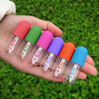 5ml mignon vide capsule en forme de rose brillant à lèvres Tubes conteneur avec belle brosse de coeur tube d'huile à lèvres emballage cosmétique