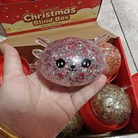 Jouet Squishy de Noël en TPR à remontée rapide, motif Boulette de renne scintillante avec cuiseur vapeur, Boîte Mystère, Jouets Squishy Fidget pour Enfants