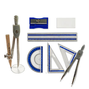 Kit de géométrie <span class=keywords><strong>math</strong></span>ématique <span class=keywords><strong>Max</strong></span> 9 pièces-Boîte incassable, règles, rapporteur, boussole et étui à crayons pour fournitures pour étudiants - Product Image 2