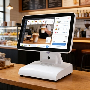 Sistema POS de pantalla táctil de 15 pulgadas de ancho, terminal POS todo en uno con pantalla para el cliente para negocios minoristas - Product Image 1